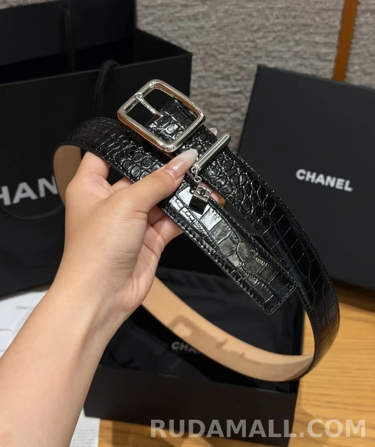 샤넬 샤넬 더블C 참 악어 엠보싱 벨트 상세 이미지