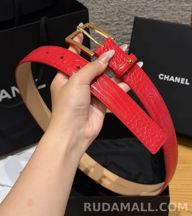 샤넬 샤넬 크록 엠보스드 벨트 상세 이미지