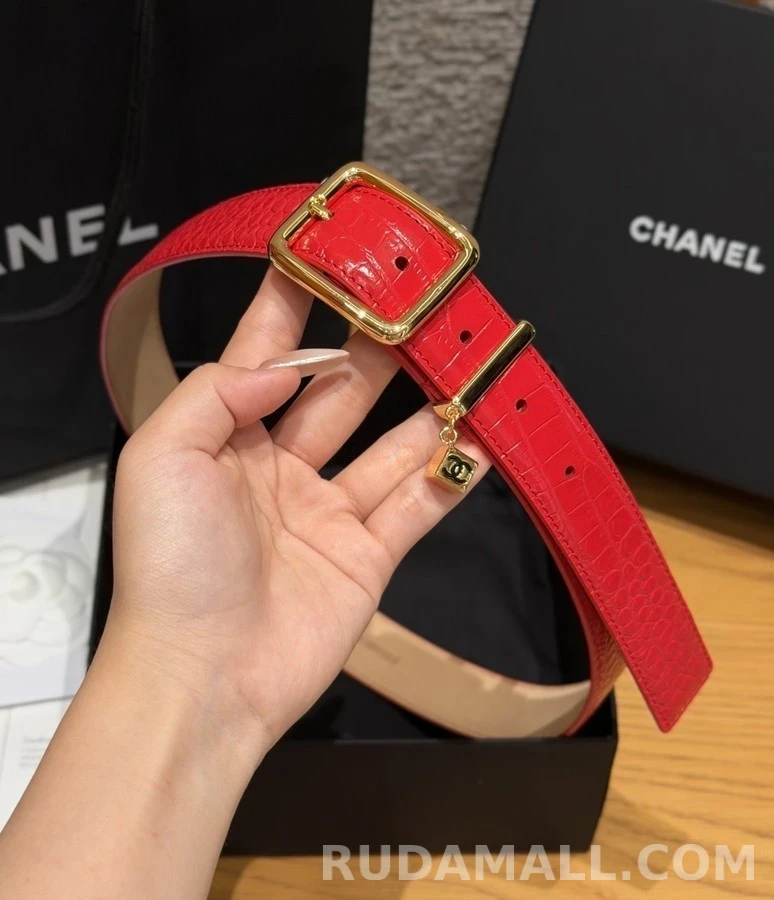 샤넬 샤넬 악어 엠보싱 더블C 참 벨트 상세 이미지