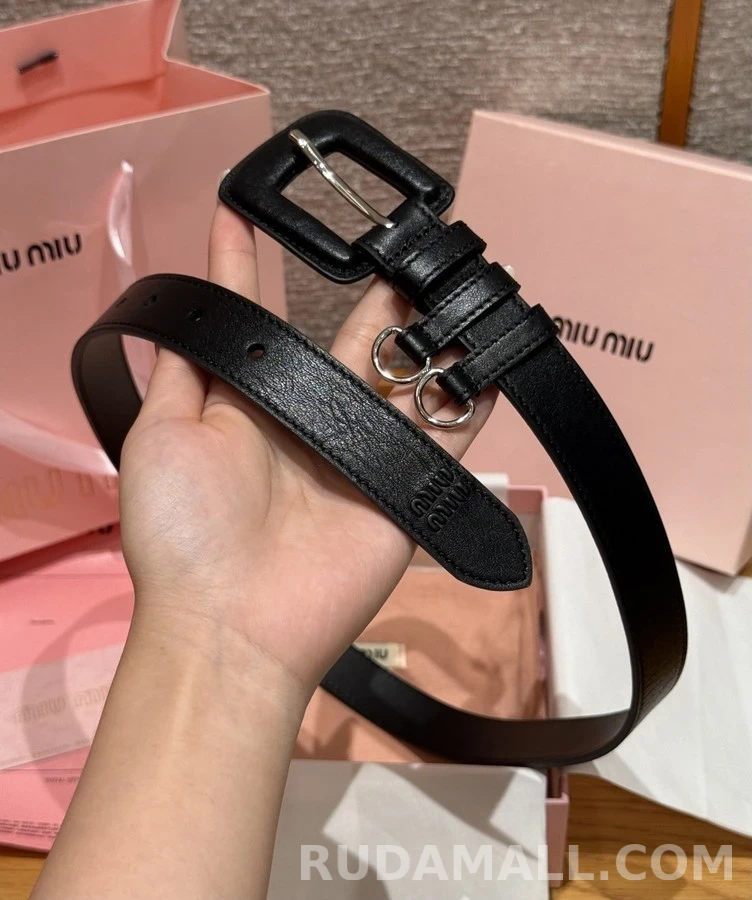 미우미우 미우미우 패딩 스퀘어 버클 가죽 벨트 상세 이미지