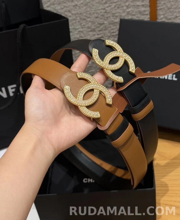 샤넬 샤넬 크리스탈 더블 C 로고 벨트 상세 이미지