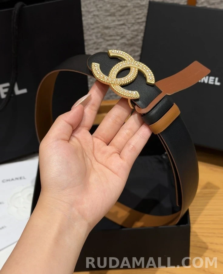 샤넬 샤넬 크리스탈 더블 C 로고 벨트 상세 이미지