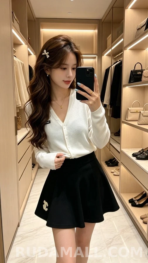 미우미우 미우미우 배색 로고 V넥 가디건 상세 이미지