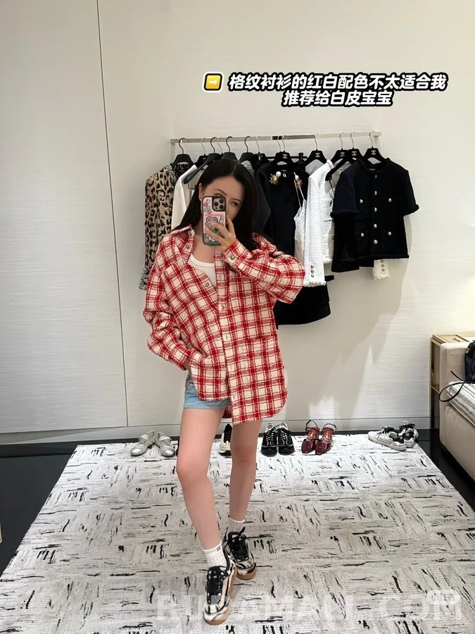 샤넬 샤넬 체크 울 셔츠 상세 이미지
