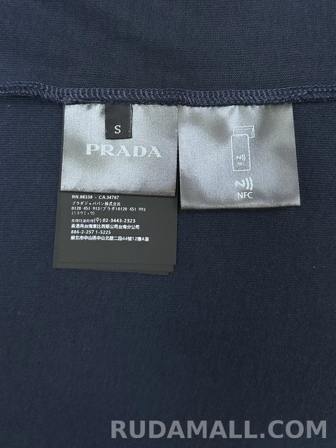 프라다 프라다 로고 코튼 긴팔 폴로 상세 이미지