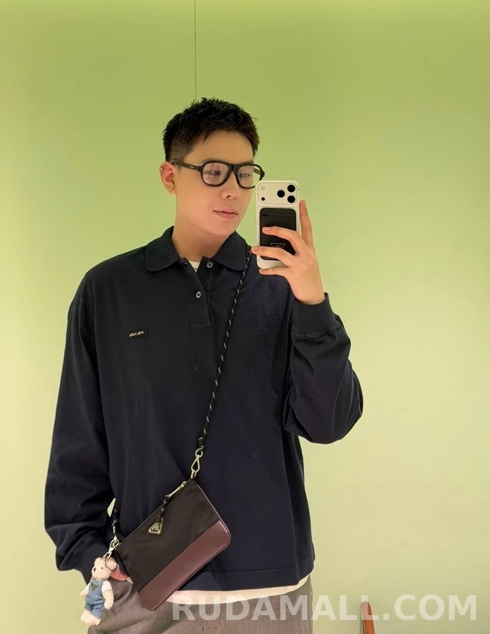 프라다 프라다 로고 코튼 긴팔 폴로 상세 이미지