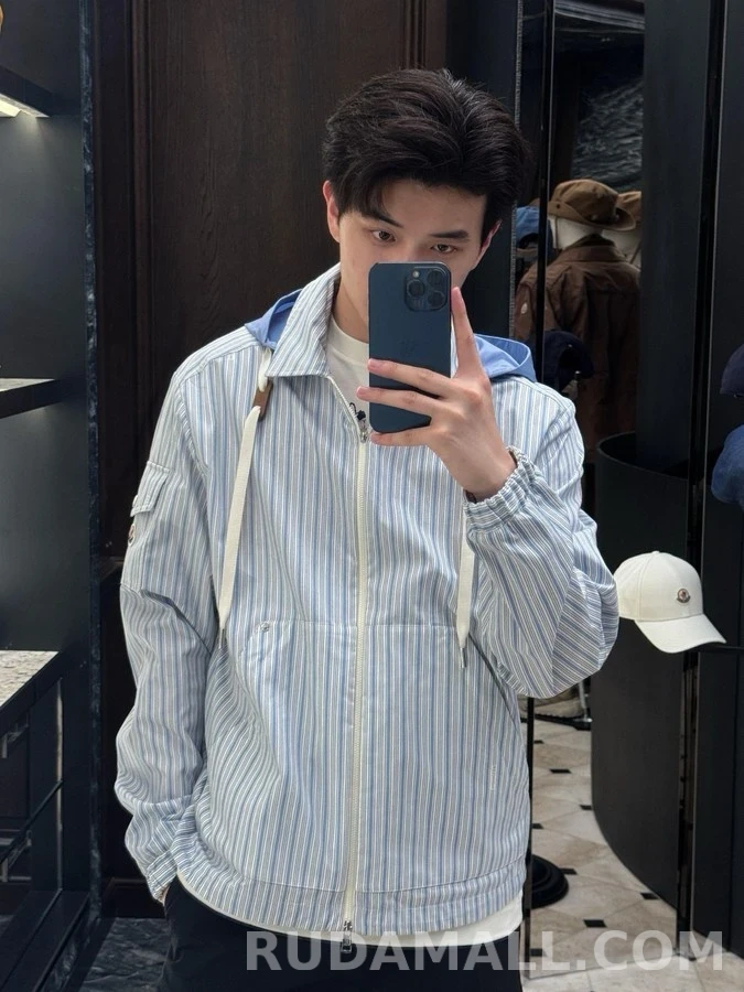 몽클레어 몽클레어 스트라이프 디태처블 후드 셔츠 상세 이미지