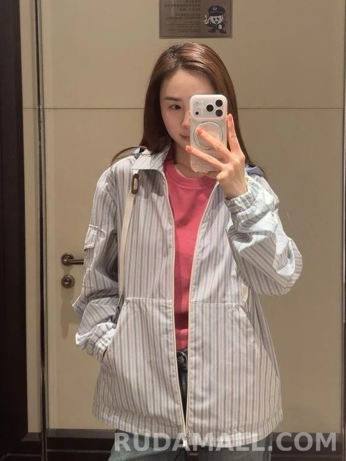몽클레어 몽클레어 스트라이프 디태처블 후드 셔츠 상세 이미지