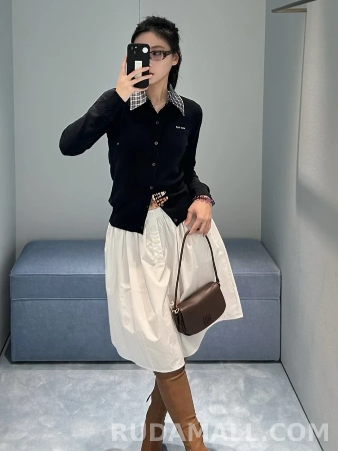 미우미우 미우미우 체크 카라 디테처블 가디건 상세 이미지