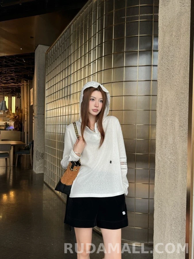 샤넬 샤넬 레이스 배색 후드 티셔츠 상세 이미지