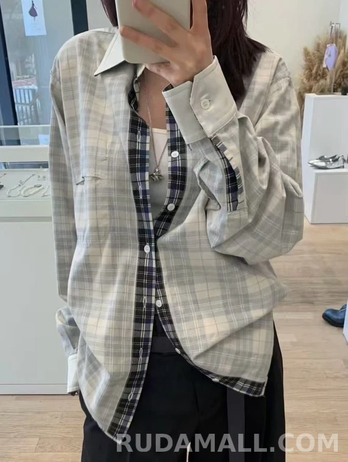 메종 마르지엘라 메종마르지엘라 그리드 체크 리버서블 셔츠 상세 이미지