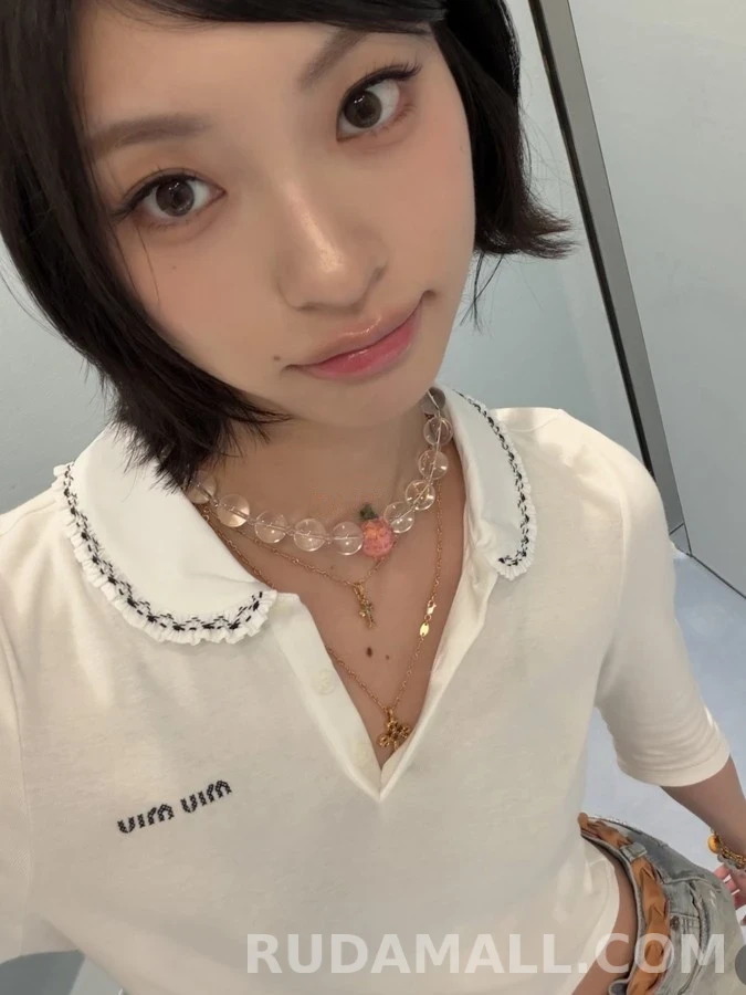 미우미우 미우미우 꽃자수 피터팬카라 폴로 긴팔 티셔츠 상세 이미지