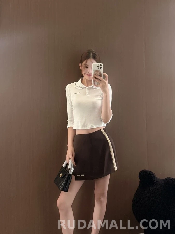 미우미우 미우미우 꽃자수 피터팬카라 폴로 긴팔 티셔츠 상세 이미지