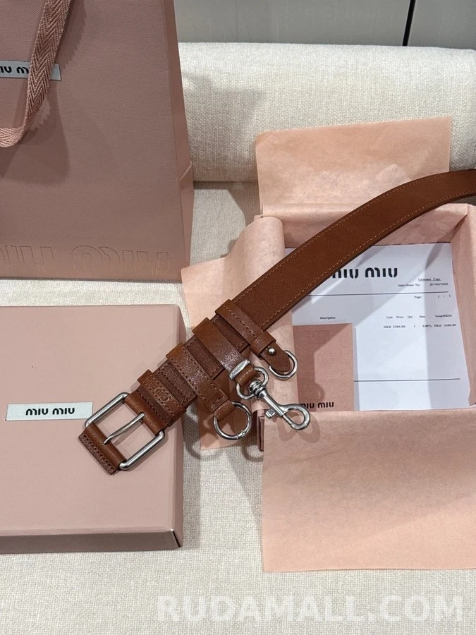 미우미우 미우미우 가죽 메탈링 벨트 상세 이미지
