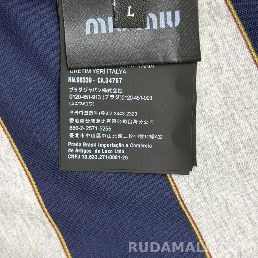 미우미우 미우미우 스트라이프 코튼 후드 집업 상세 이미지