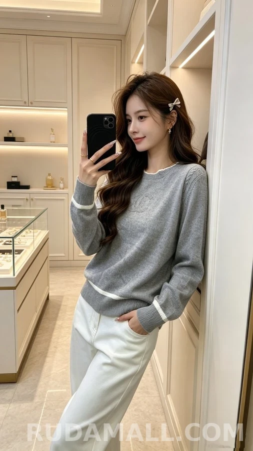 샤넬 샤넬 웨이브넥 로고 니트 상세 이미지