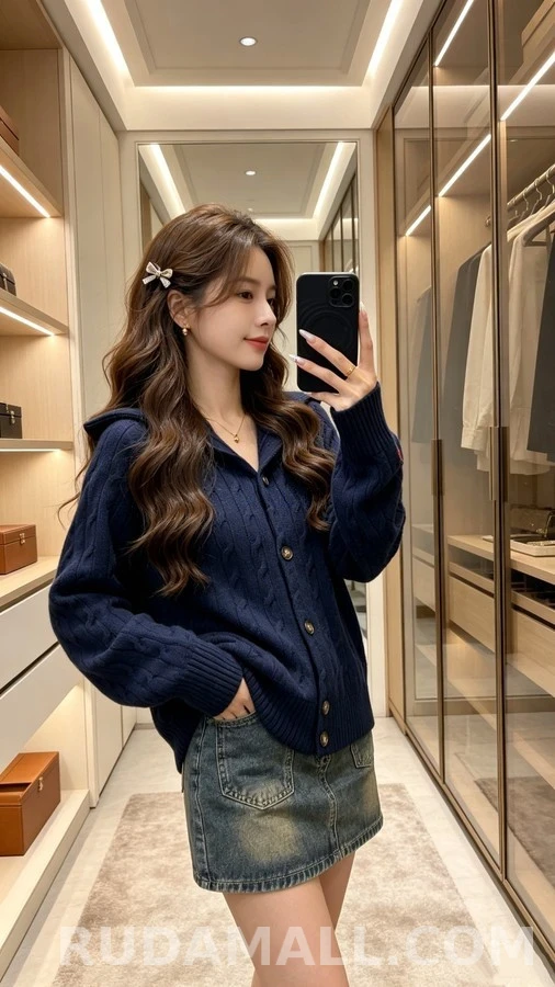 폴로 랄프 로렌 폴로 랄프 로렌 로고 자수 케이블 니트 가디건 상세 이미지