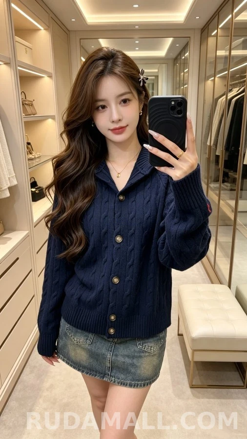 폴로 랄프 로렌 폴로 랄프 로렌 로고 자수 케이블 니트 가디건 상세 이미지