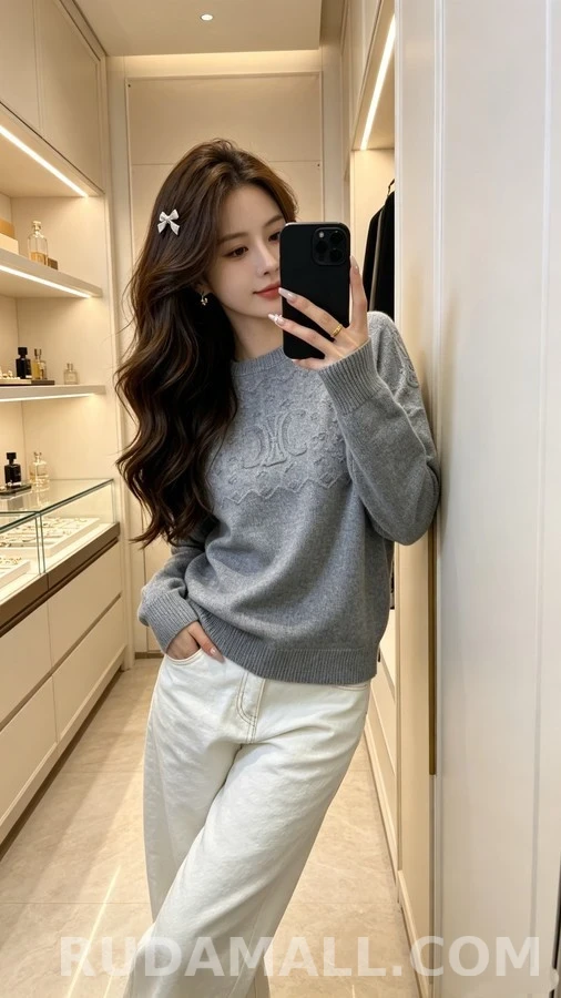 셀린느 셀린느 트리오페 로고 자카드 니트 상세 이미지