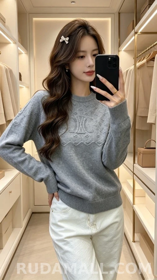 셀린느 셀린느 트리오페 로고 자카드 니트 상세 이미지
