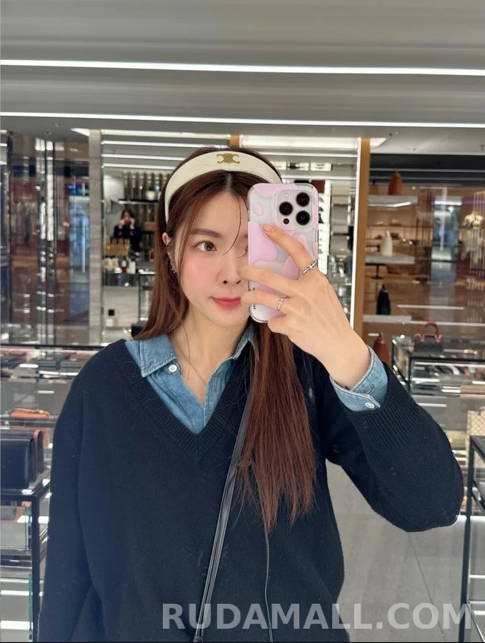 셀린느 셀린느 트리옹프 로고 가죽 헤어밴드 상세 이미지