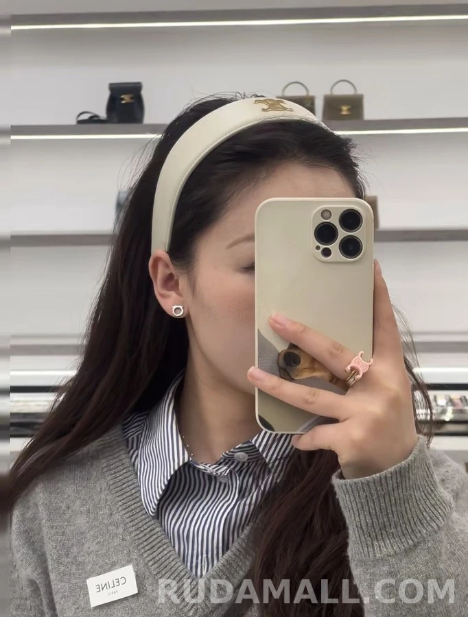 셀린느 셀린느 트리옹프 로고 가죽 헤어밴드 상세 이미지