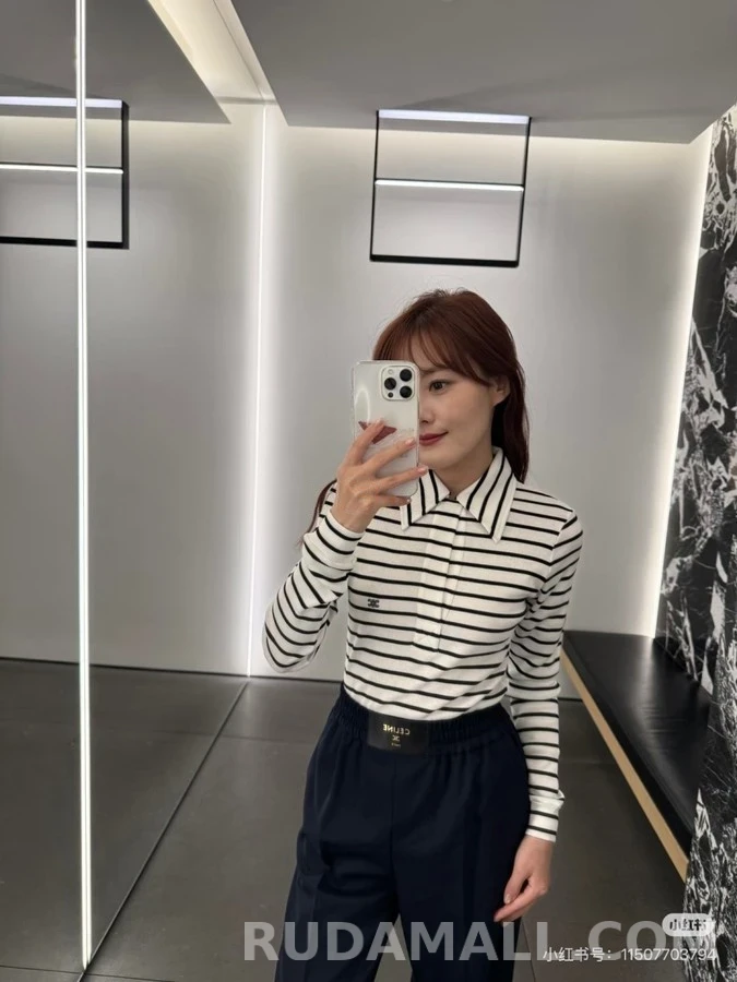 셀린느 셀린느 트리옹프 스트라이프 긴팔 티셔츠 상세 이미지