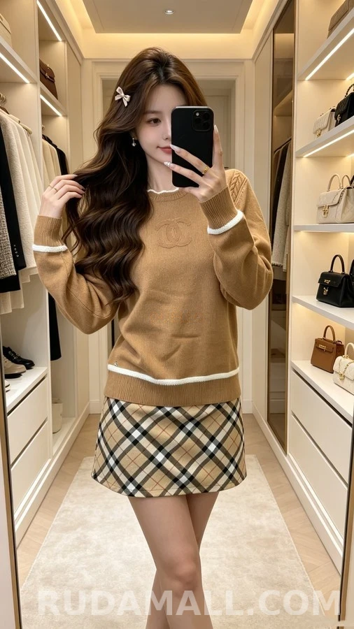 샤넬 샤넬 더블C 로고 스캘럽 니트 상세 이미지