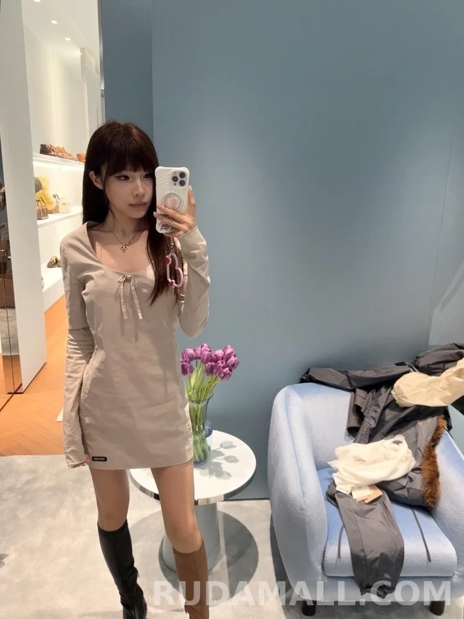 미우미우 미우미우 로고 리본 원피스 상세 이미지