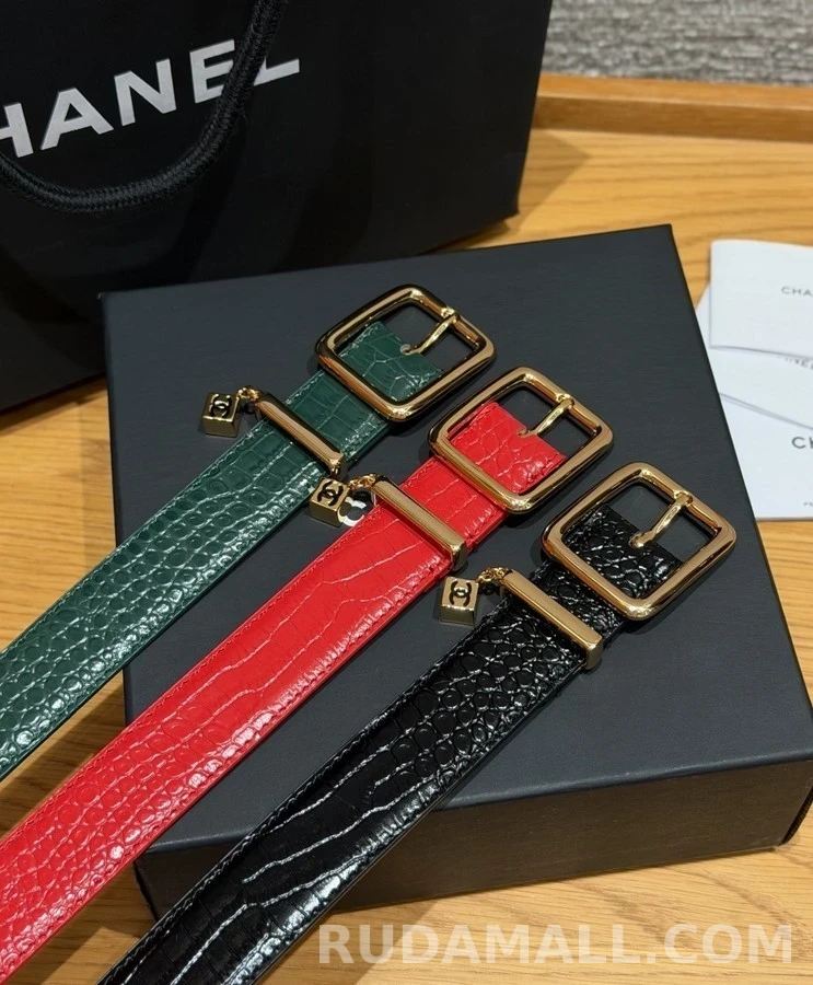 샤넬 샤넬 참 악어 엠보싱 가죽 벨트 상세 이미지
