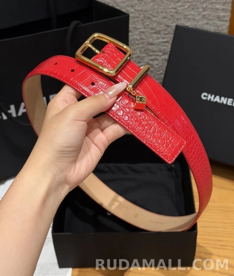 샤넬 샤넬 참 악어 엠보싱 가죽 벨트 상세 이미지