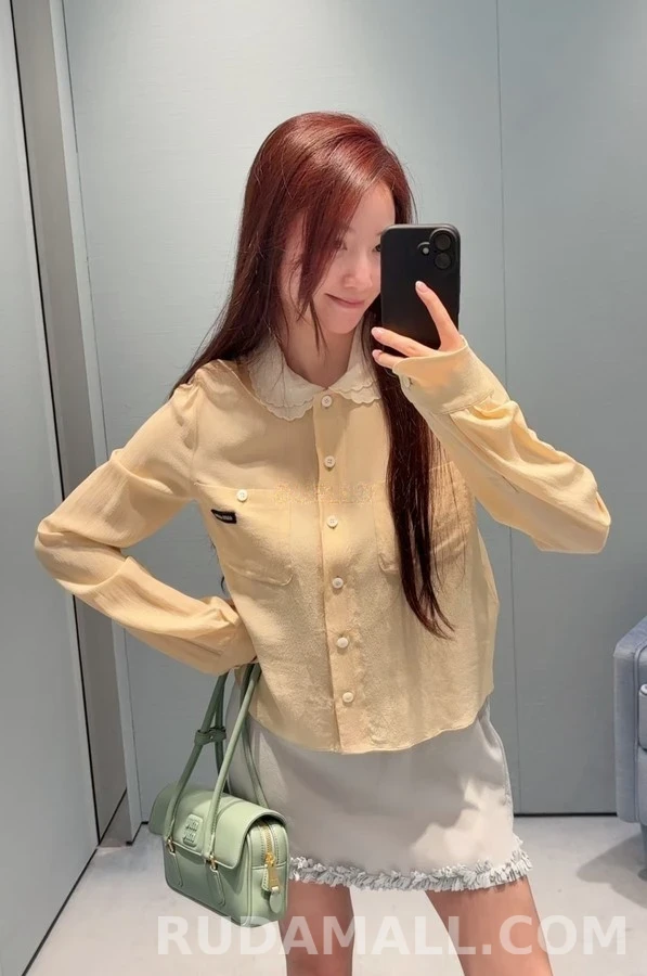 미우미우 미우미우 레이스 베이비 카라 더블 포켓 셔츠 상세 이미지