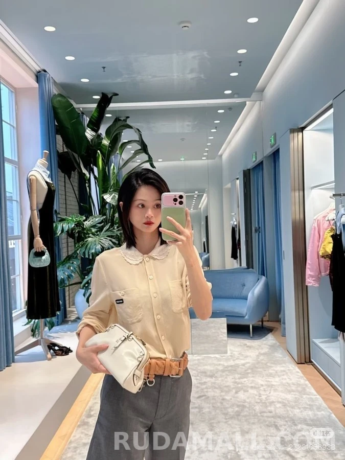 미우미우 미우미우 레이스 베이비 카라 더블 포켓 셔츠 상세 이미지