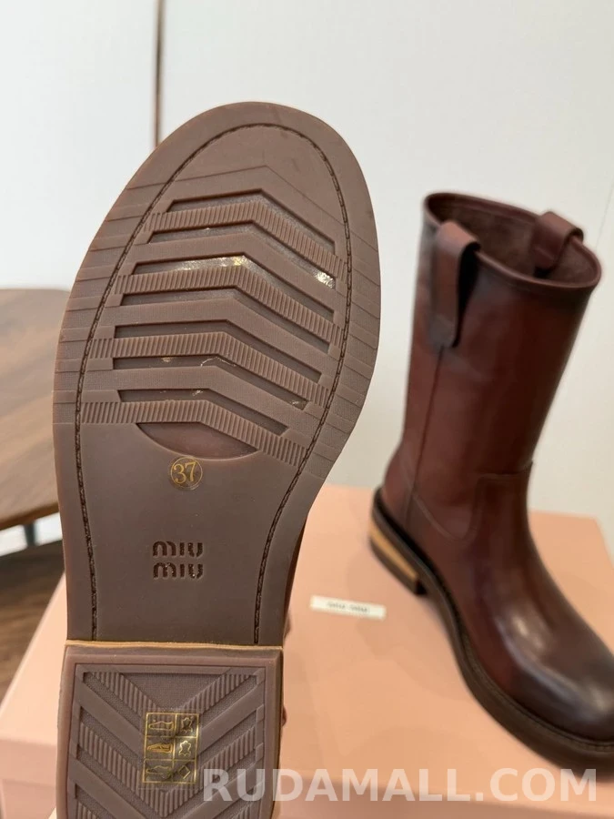 미우미우 미우미우 빈티지 레더 풀온 부츠 상세 이미지