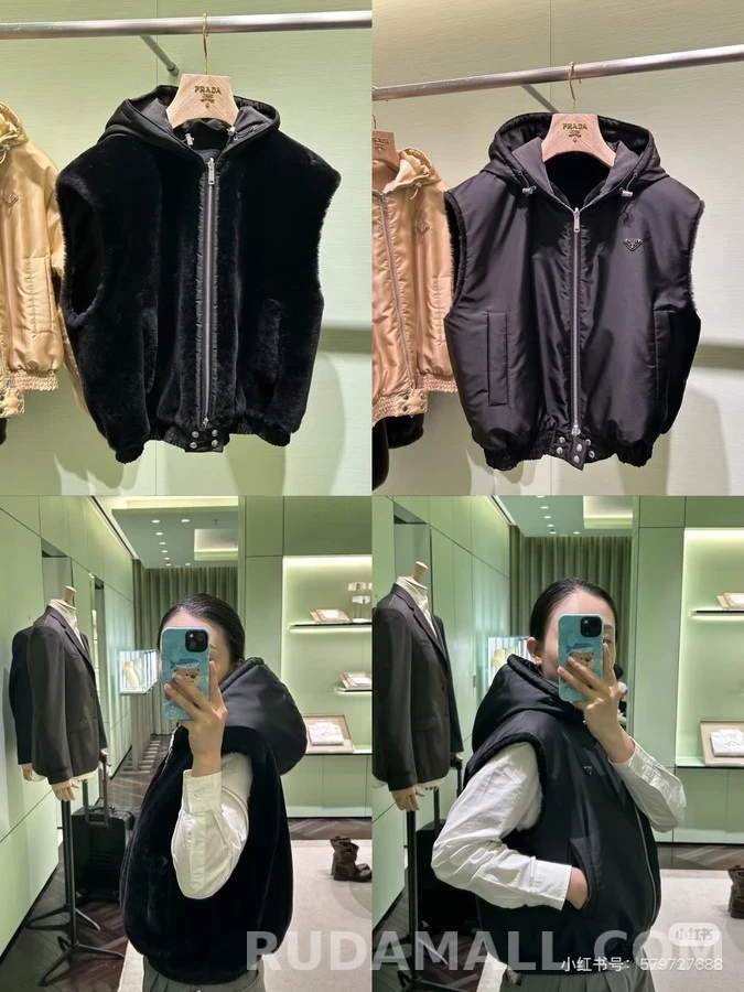 프라다 프라다 후드 리버시블 패딩 자켓 상세 이미지