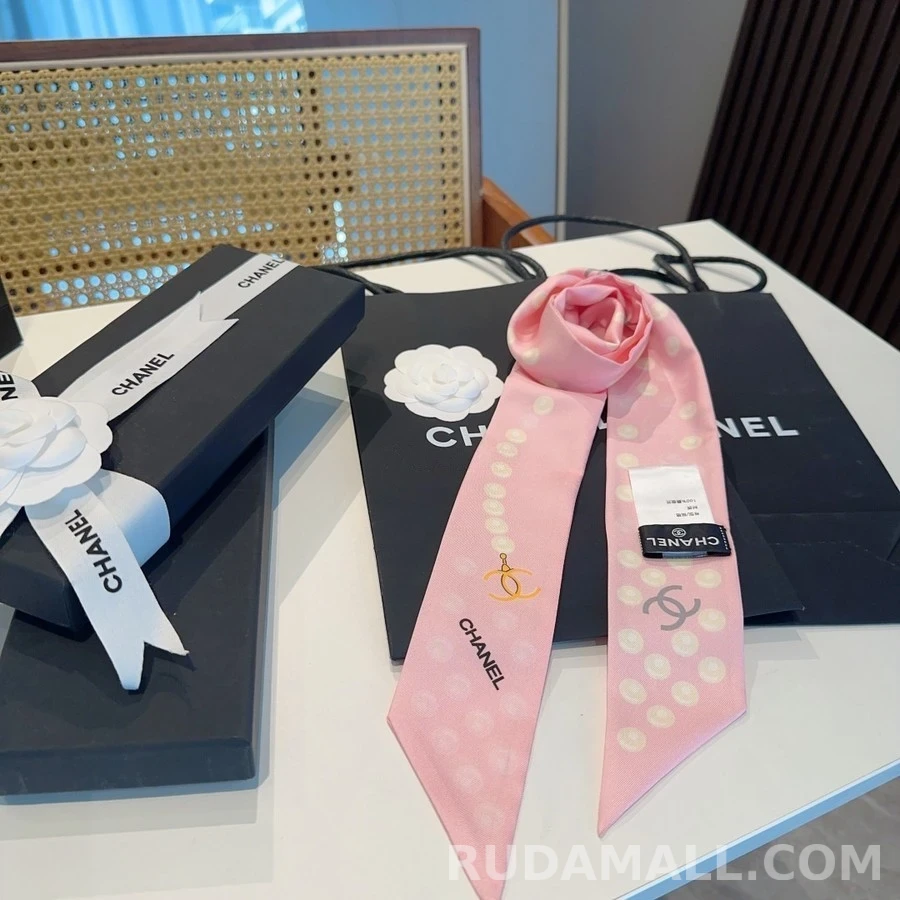 샤넬 샤넬 진주 도트 트윌리 스카프 상세 이미지