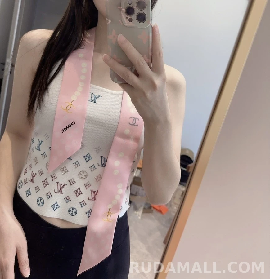 샤넬 샤넬 진주 도트 트윌리 스카프 상세 이미지