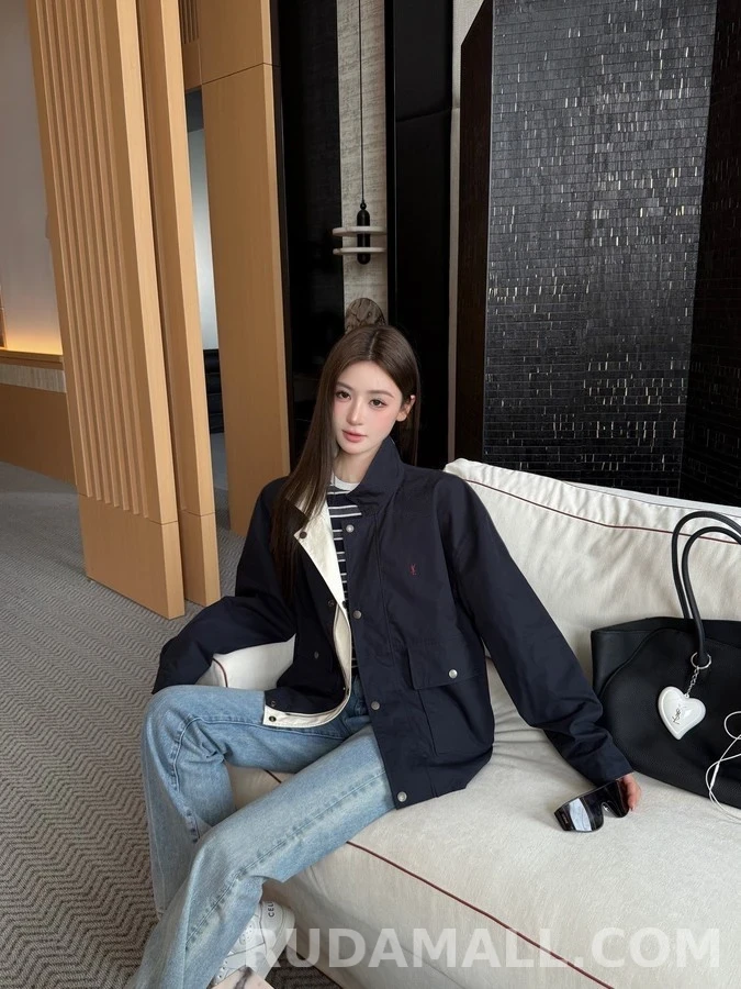 생로랑 세인트로랑 배색 로고 리버시블 자켓 상세 이미지