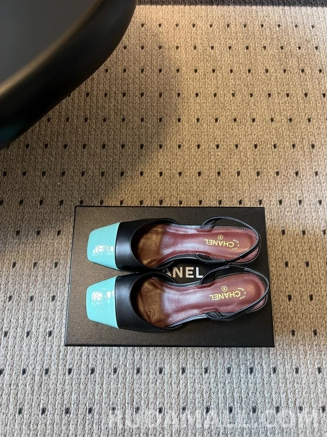 샤넬 샤넬 배색 스퀘어토 슬링백 힐 상세 이미지