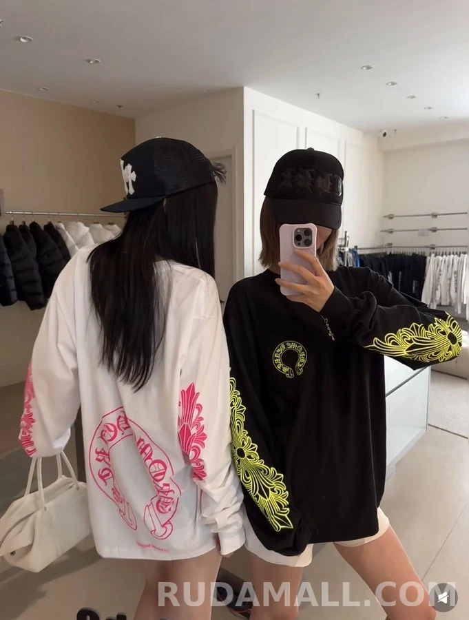 크롬하츠 크롬하츠 형광 마제스틱 크로스 긴팔 티셔츠 상세 이미지