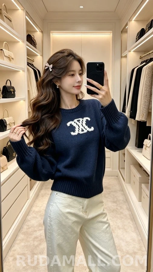 셀린느 셀린느 트리옹프 로고 자카드 니트 스웨터 상세 이미지