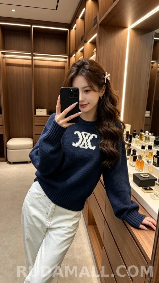 셀린느 셀린느 트리옹프 로고 자카드 니트 스웨터 상세 이미지