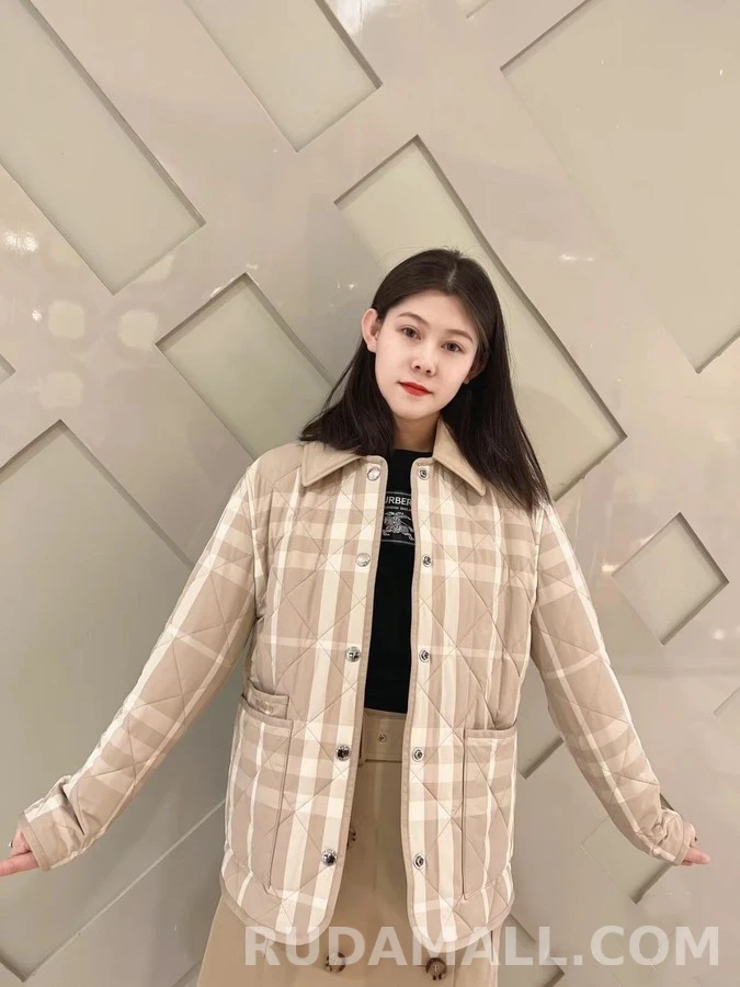 버버리 버버리 버치우드 체크 퀼팅 패딩 상세 이미지