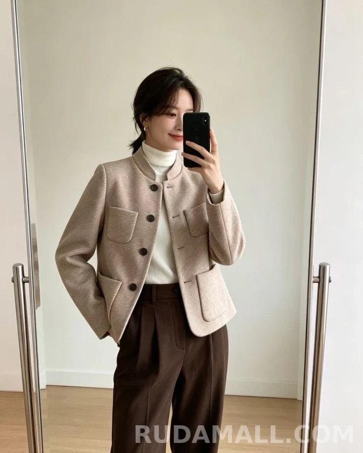 로로피아나 로로피아나 쉬머 울 차이나넥 자켓 상세 이미지