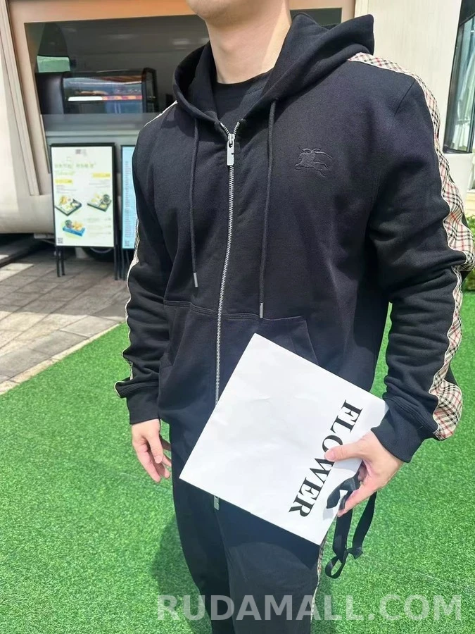 버버리 버버리 체크 스트라이프 후드 집업 상세 이미지