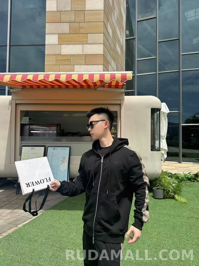 버버리 버버리 체크 스트라이프 후드 집업 상세 이미지
