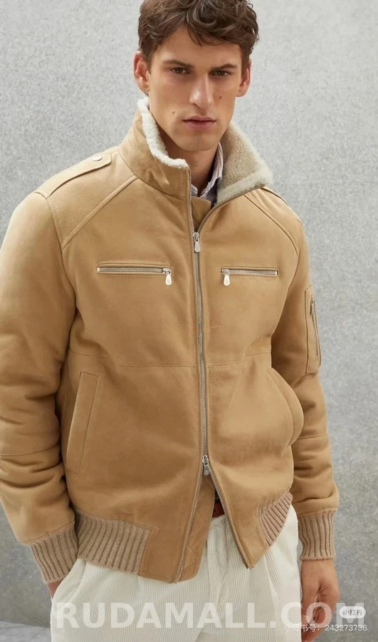 브루넬로 쿠치넬리 브루넬로 쿠치넬리 스웨이드 시어링 재킷 상세 이미지