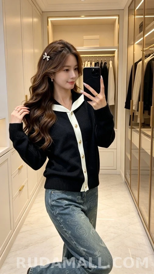샤넬 샤넬 세일러 카라 니트 가디건 상세 이미지