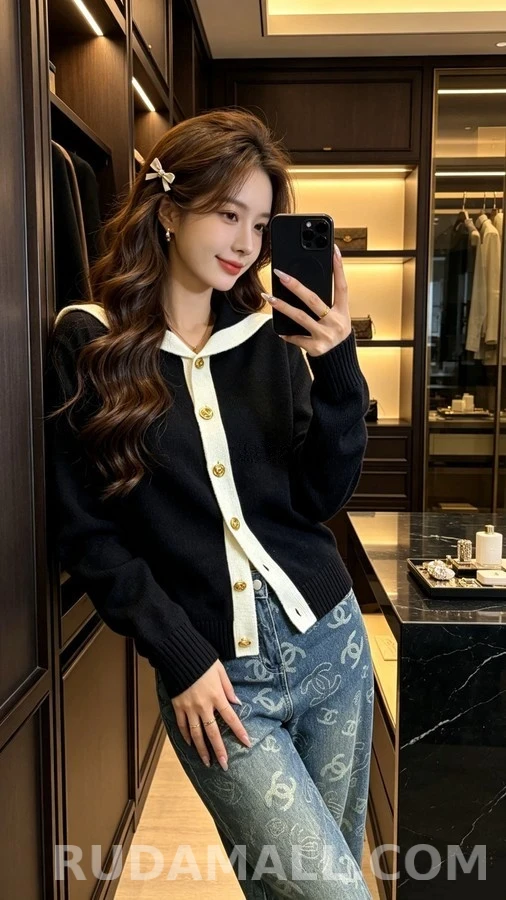 샤넬 샤넬 세일러 카라 니트 가디건 상세 이미지