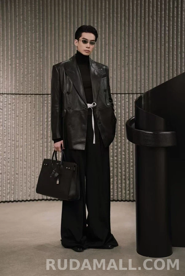 생로랑 세인트로랑 더블 브레스트 레더 자켓 상세 이미지